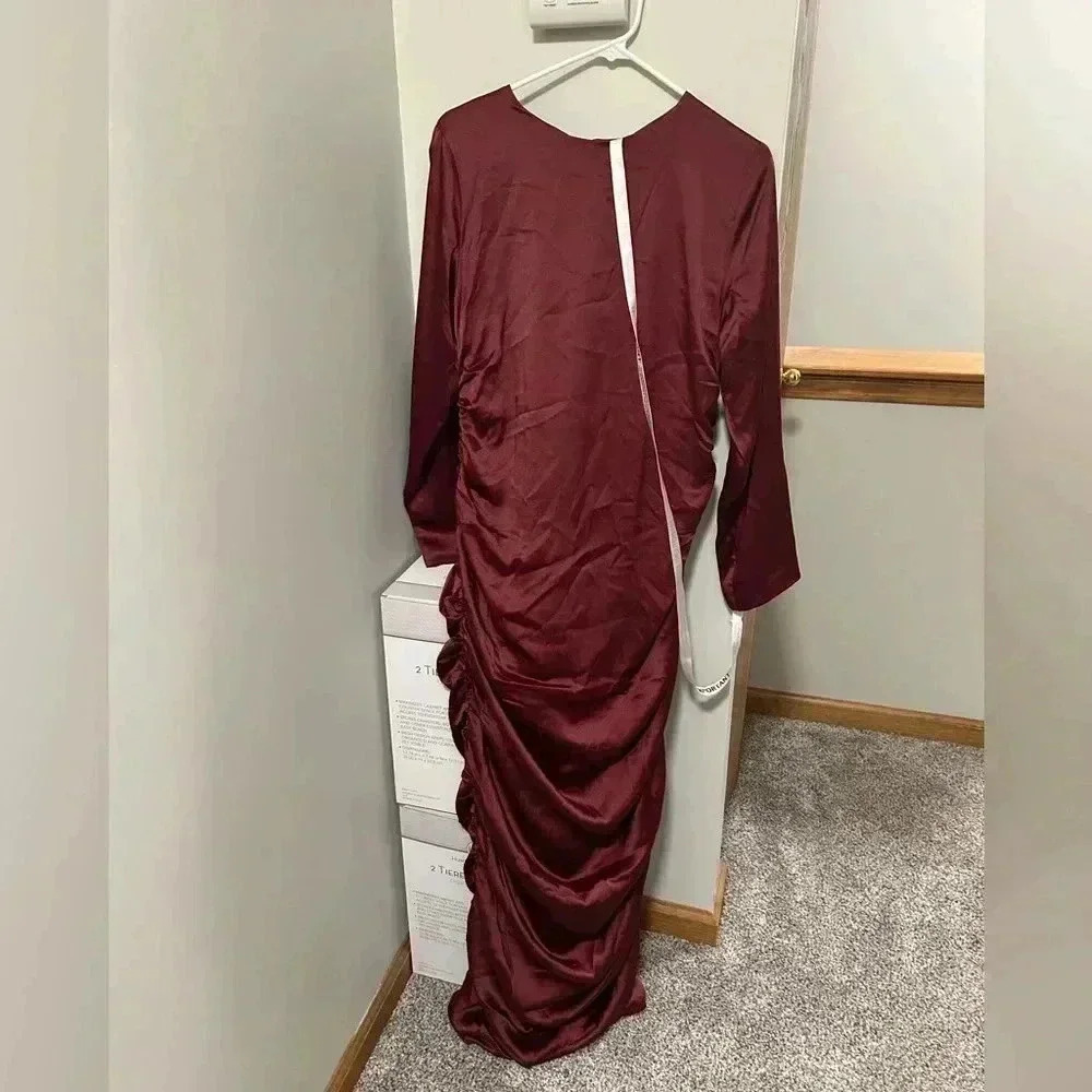 Veiled Collection Satin Rouched Maxi NWT